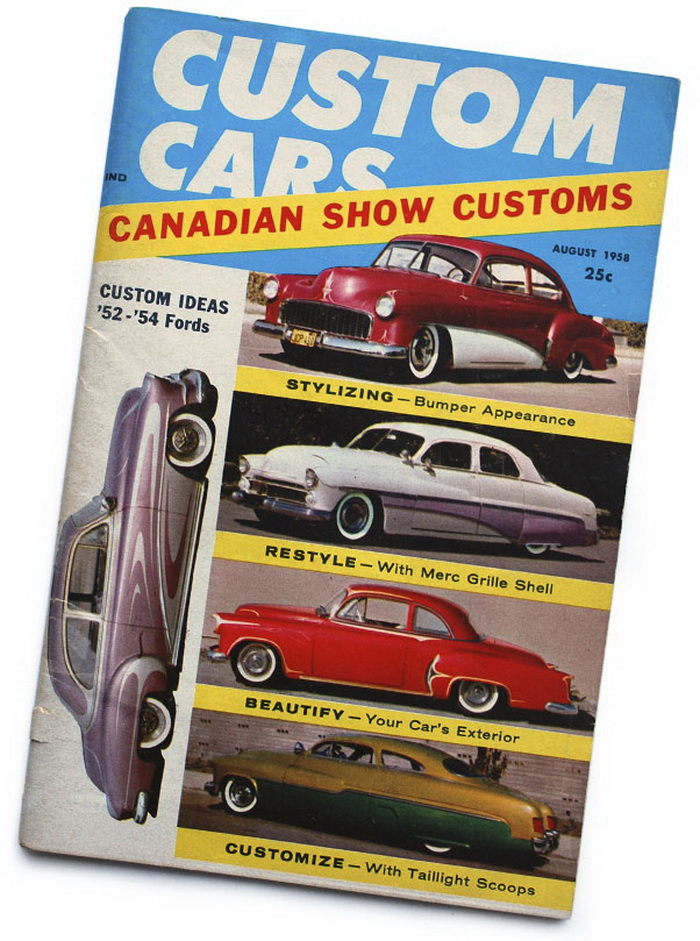 På forsiden af Custom Cars i 1958